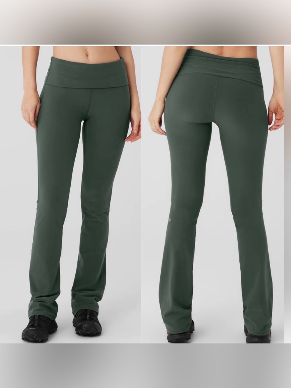 Alo Yoga Low Rise Fold Over Bootcut Dark Cactus Pant Size Medium